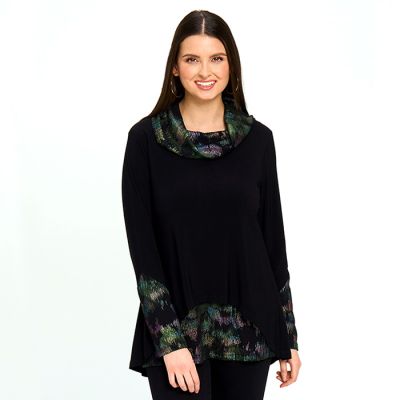 Peekaboo Print Tunic Sweater in Emerald