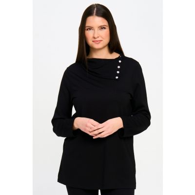 Metallic Stud Detail Top in Black-XXL
