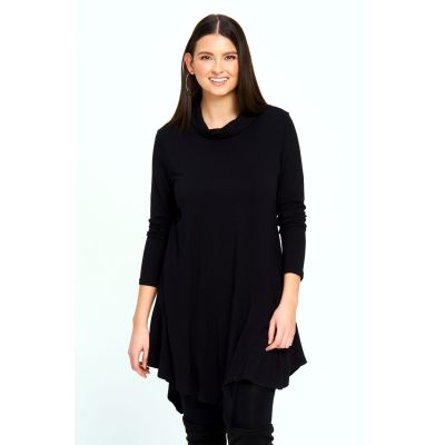 Asymmetric Detail Tunic in Black-M