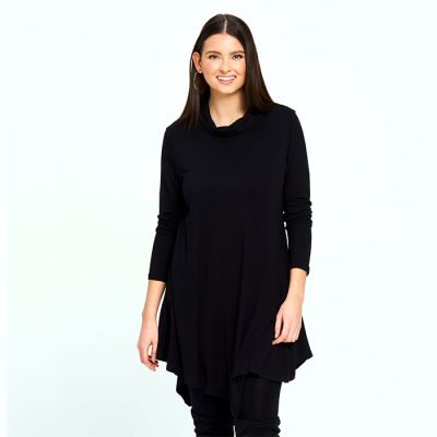 Asymmetric Detail Tunic in Black