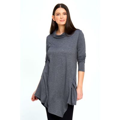 Asymmetric Detail Tunic in Grey-XL