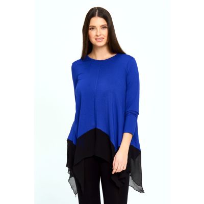 Asymmetric Chiffon Hem Top in Royal-XXL