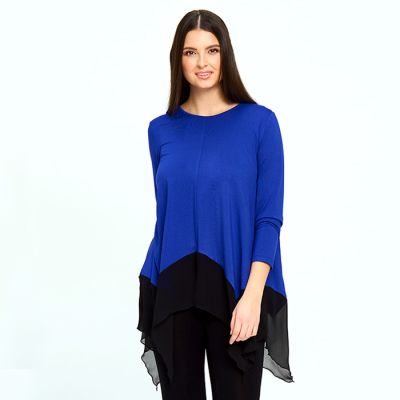 Asymmetric Chiffon Hem Top in Royal