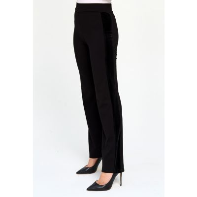 Velvet Stripe Stretch Pant in Black-XL