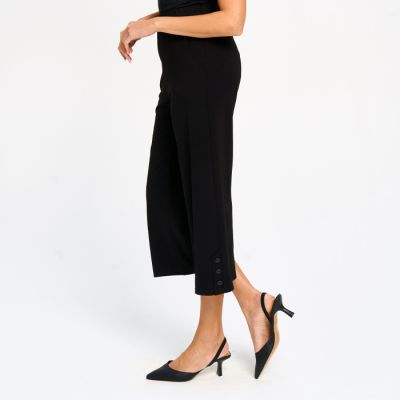 Ankle Length Pant with Button Details in Black-S
