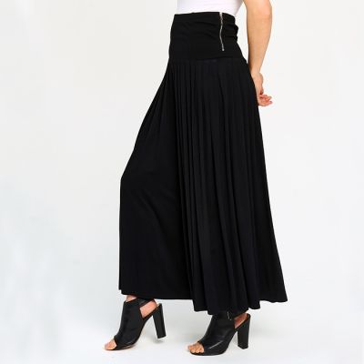 Zip Detail Flowy Pant in Black