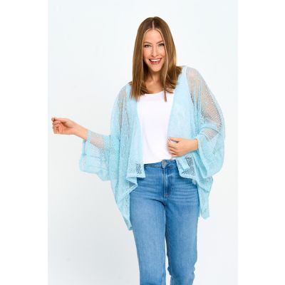 Dolman Sleeve Sparkle Cardigan in Sky-L/XL