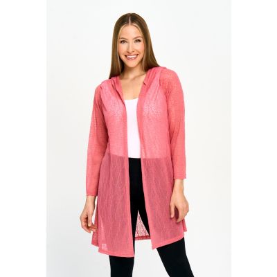 Lightweight Hooded Topper in Coral