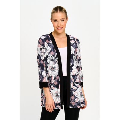 Colour Block Trim Cardigan in Pink-L
