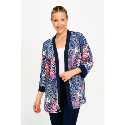Colour Block Trim Cardigan in Multi-L