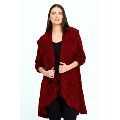 Classic Collared Print Jacket in Cherry-L/XL