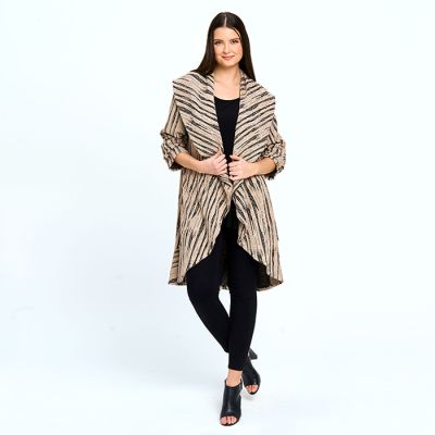 Classic Collared Print Jacket in Khaki