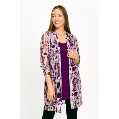 Mesh Print Topper in Purple-L/XL