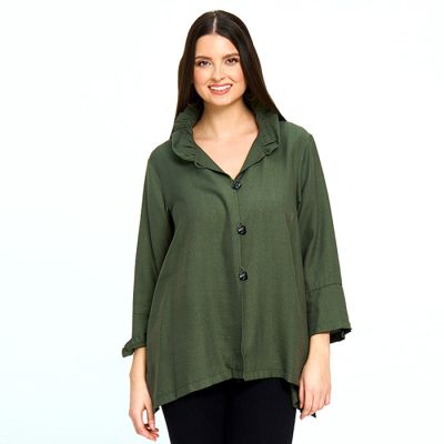 Ruffle Collar Blouse in Olive
