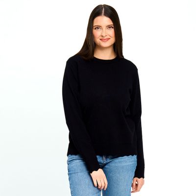 Scalloped Hem Top in Black