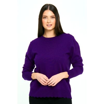Scalloped Hem Top in Grape-L/XL