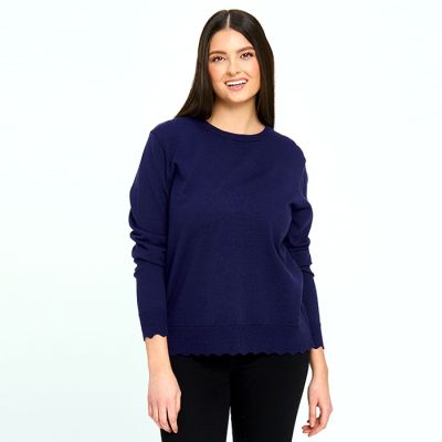 Scalloped Hem Top in Navy