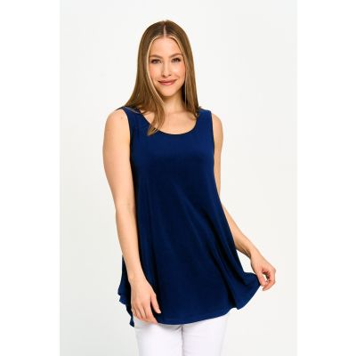 Smile Hem Tank with Pockets in Blue-M