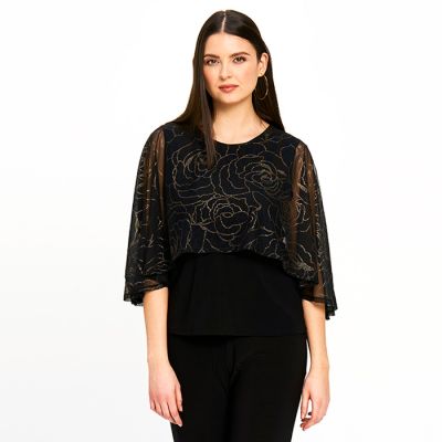 Shimmer Poncho Top in Gold