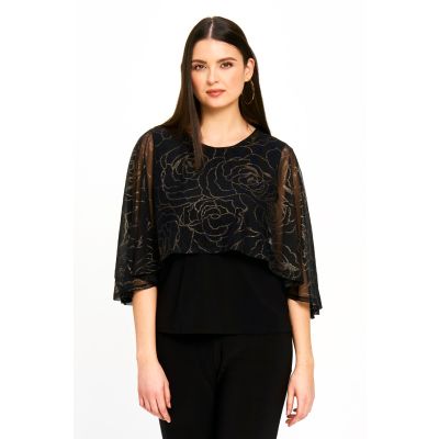 Shimmer Poncho Top in Gold-M