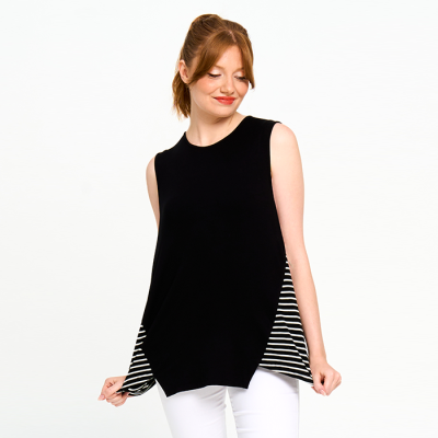 Side-Striped Top in Black-L
