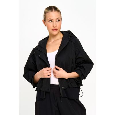 Bomber Jacket with Hoody in Black-L/XL