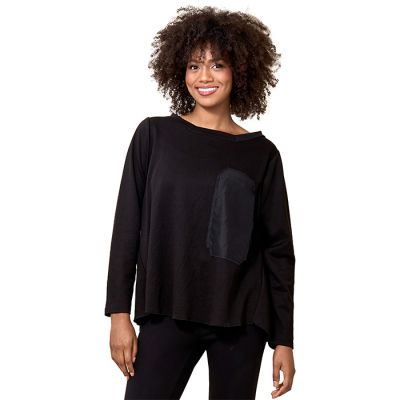 Hex Neck Tunic Top in Black