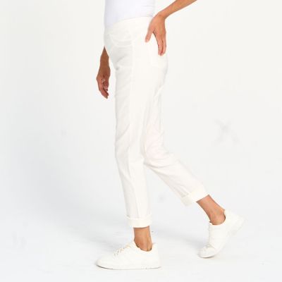 Stretch Faux Denim Pant in Ivory-S