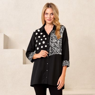 Mix Blouse in Black & White-XXL
