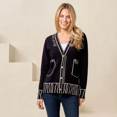 Print Graffiti Cardigan in Black-L/XL