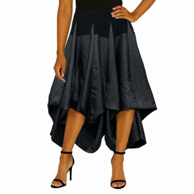 Dual-Style Midi Bubble Skirt in Black