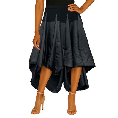 Dual-Style Midi Bubble Skirt in Black-XXL