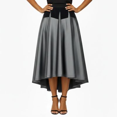 Dual-Style Midi Bubble Skirt in Grey