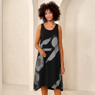 Painterly Contrast Dress in Black & White-XXL