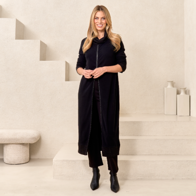 Cozy Reverse Zip Maxi Topper in Black-L/XL