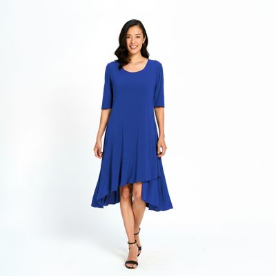 Long Sleeved Stretch Dress in Sapphire-XL