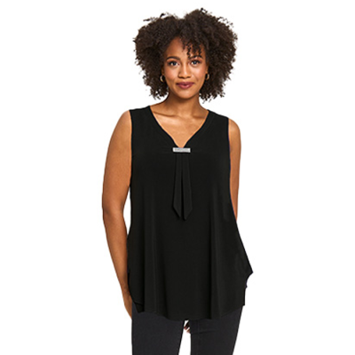 Crystal Faux Neck Tie Top in Black-XXL