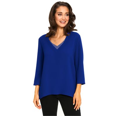 Bell Sleeve Crystal Top in Indigo-XXL