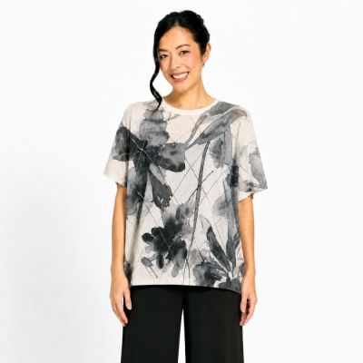 Monochrome Garden Watercolour Top-OS