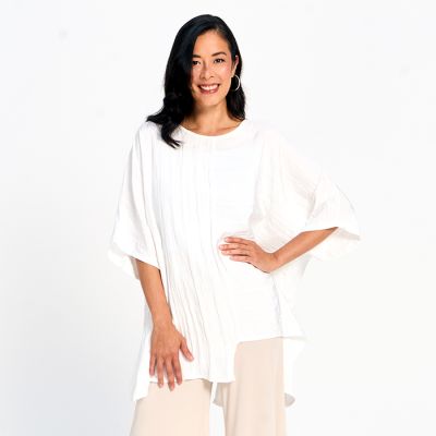 Soft Touch Crinkle Asymmetric Top in White