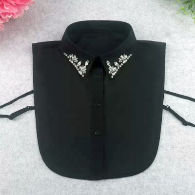 Crystal Embellished Collar Dickey in Black-OS