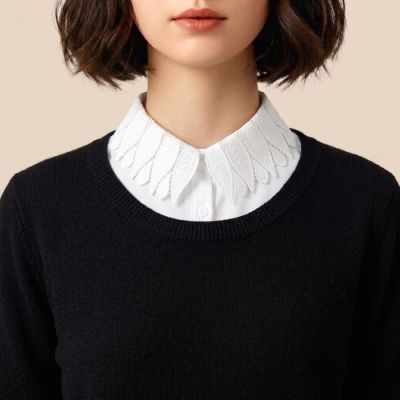 Petal Lace Collar Dickey in White