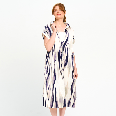 Silk Feel Tie Back Dress in Navy-OS