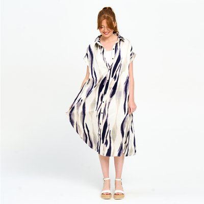 Silk Feel Tie Back Dress in Navy