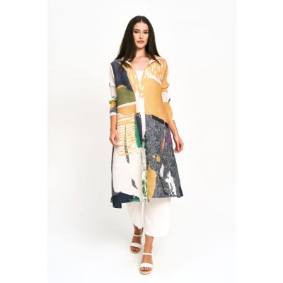 Plissé Shaded Button-Down in Yellow-OS