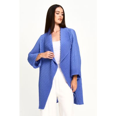 Plissé Oversized Open Front Cardigan in Periwinkle-OS