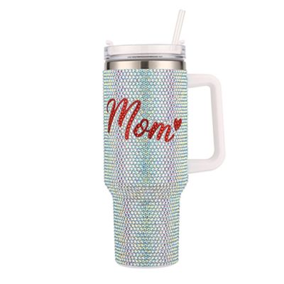 40 oz. 'Mom' Bling Tumbler Cup in Silver