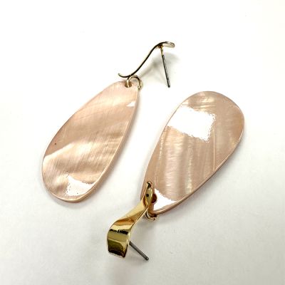 Flat Teardrop Earrings in Pink