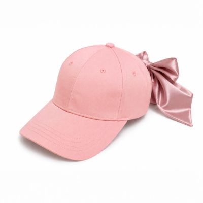 Satin Bow Detail Baseball Cap in Blossom-OS