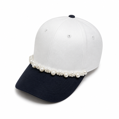 Pearl Trim Contrast Baseball Cap